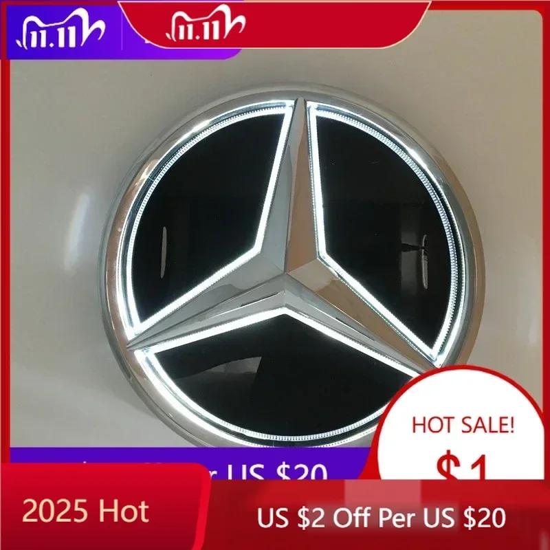 Car Sticker 2025 Hot For Mercedes Benz Fit For Mercedes Benz Chrome Silver Front Grille Mirror Star LED White Illuminated Emblem