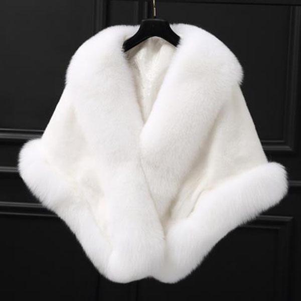 Faux Fur Shawl Women Imitation Fox Fur Dress Capes Thick Warm Short Furry Coat Luxury and Wealth Autumn Winter