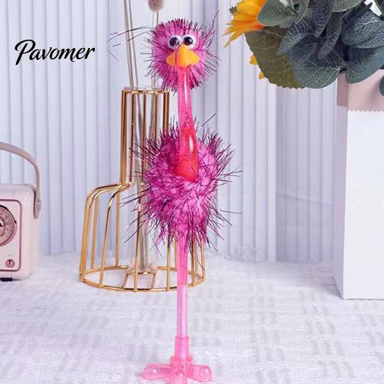Fun Prizes for Classroom Cartoon Ostrich Plastic Ballpoint Pens, Funny Freestanding Pen, 0.5mm Pen Tip, Creative Office Desk Toys Furry Writing