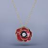 Exquisite Necklace for Women's Red Epoxy Flower Pendant Fashion Women's Necklace Hand-Enameled Sweater Chain Women Jewelry
