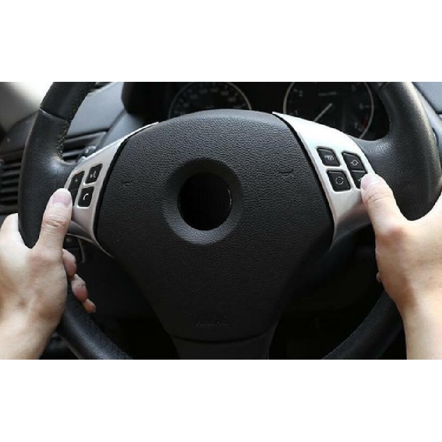 Fit For BMW 3-Series E90 2005-2012 ABS Silver Steering Wheel Button Frame Trim