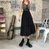 MOJTA Summer Women's High Waist Mid-length A-line Skirt Loose Plus Size Casual Skirt