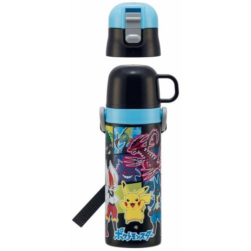 Skater Kids' 2-Way Stainless Steel Water Bottle with Cup, Pok?mon 21, 430ml, SKDC4-A