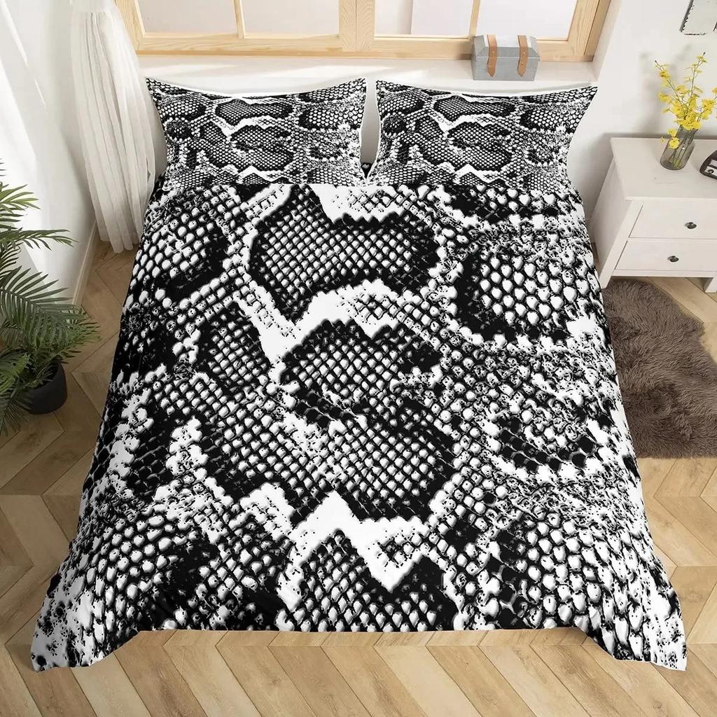 Snake Skin Duvet Cover Set Snake Scale Bedding Set Full,Wild Reptile Comforter Cover Tropical African Safari Animals Quilt Cover