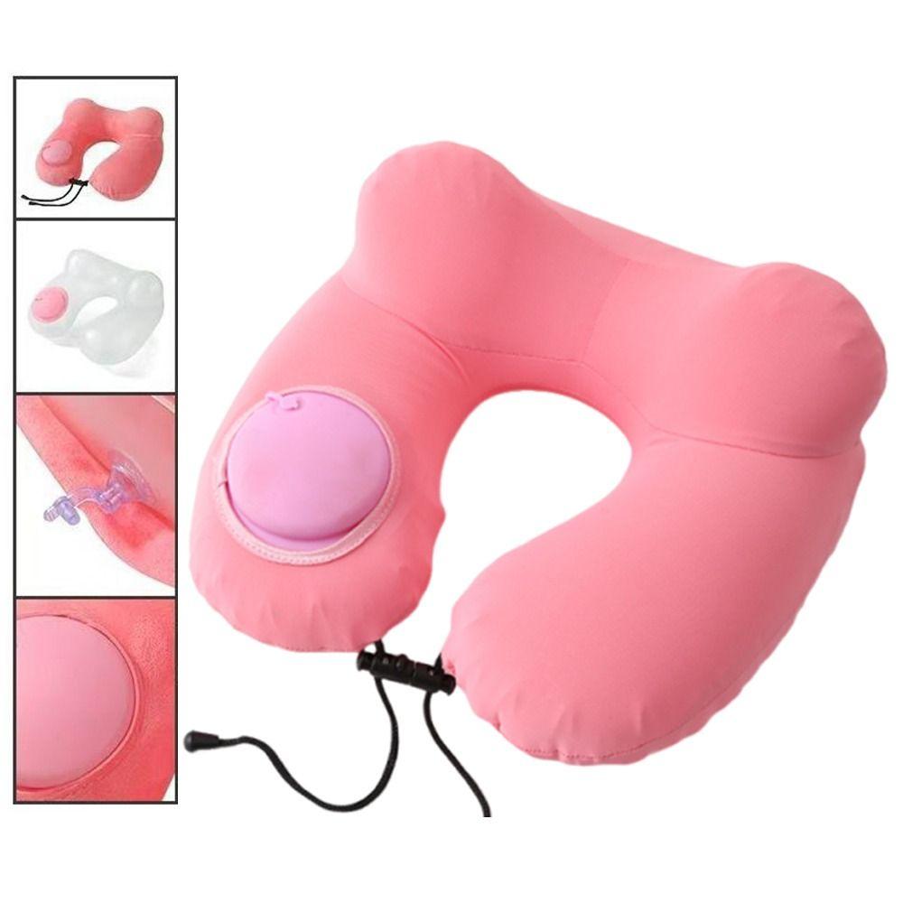 Inflatable U-Shaped Travel Pillow Soft Neckrest Pad Relaxation Neck Support Cushion Office/School
