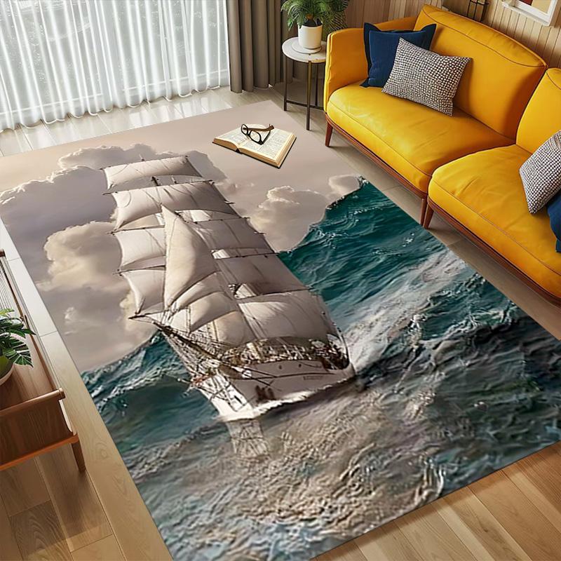 Sailboat Storm Living Room Nonslip Area Rug Soft Carpet For Bedroom Game Playroom Sofa Office Home Decor Doormat Christmas Gift C9302043