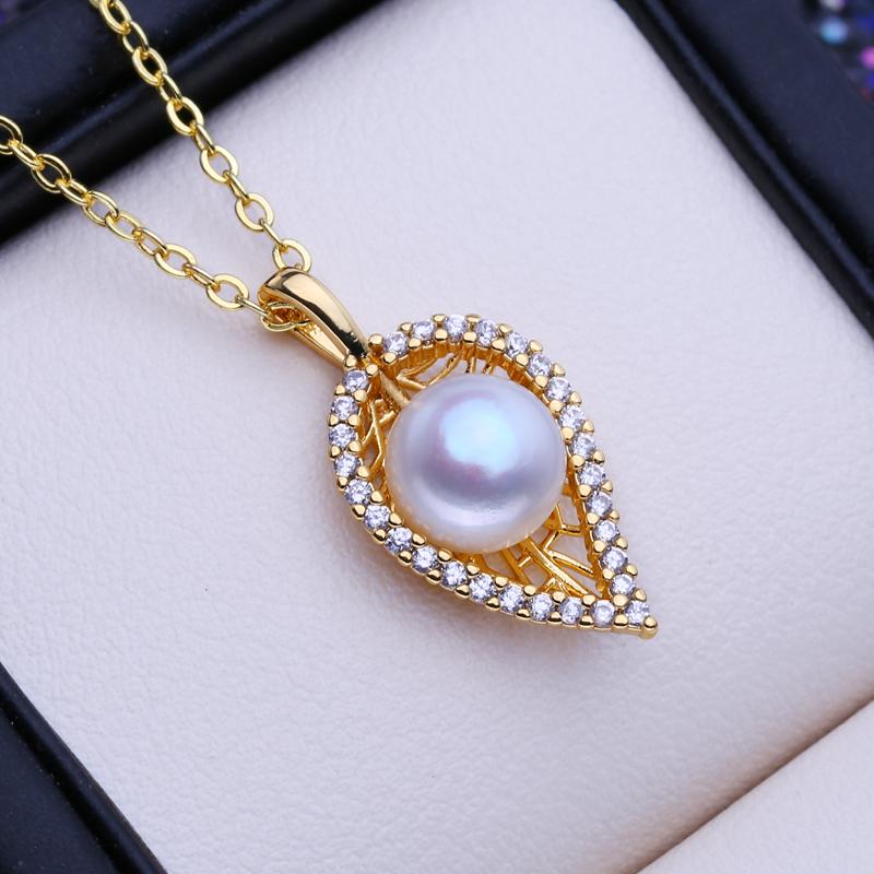 LSOOYH Ювелирные изделия из натурального пресноводного жемчуга CZ, ожерелья для женщин, богемный цветок, кулон, свадебный подарок