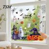 Watercolor Ghost Pumpkin Wall Stickers 2Pcs Halloween Static Window Clings, Witch Black Cat Bat Decals, No-Glue Reusable Seasonal Accents Removable