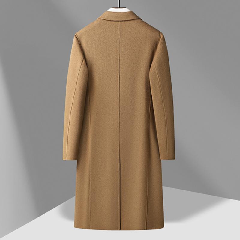 Autumn and Winter Men's Handmade Double-sided Woolen Coat Plus Long Knee Double-breasted Woolen Coat Coat