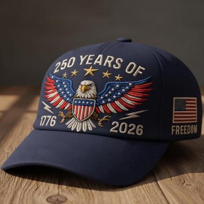 Мужская кепка к 250-летию США, commemorative cap к Дню независимости Америки, патриотический дизайн со звездами и полосами, модель с плоской печатью