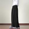 Men's Autumn/Winter Solid Color Trousers: Korean & Hong Kong Style, Casual, Trendy, Loose, Straight-Fit, Mopping Length.