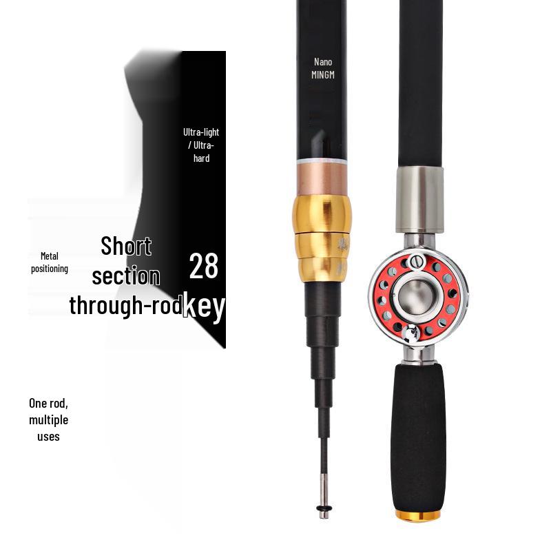 Сверхлегкое 28-секционное удилище Zhongtong: Встроенная катушка и внутренняя проводка, Короткий раздел, Жесткое удилище