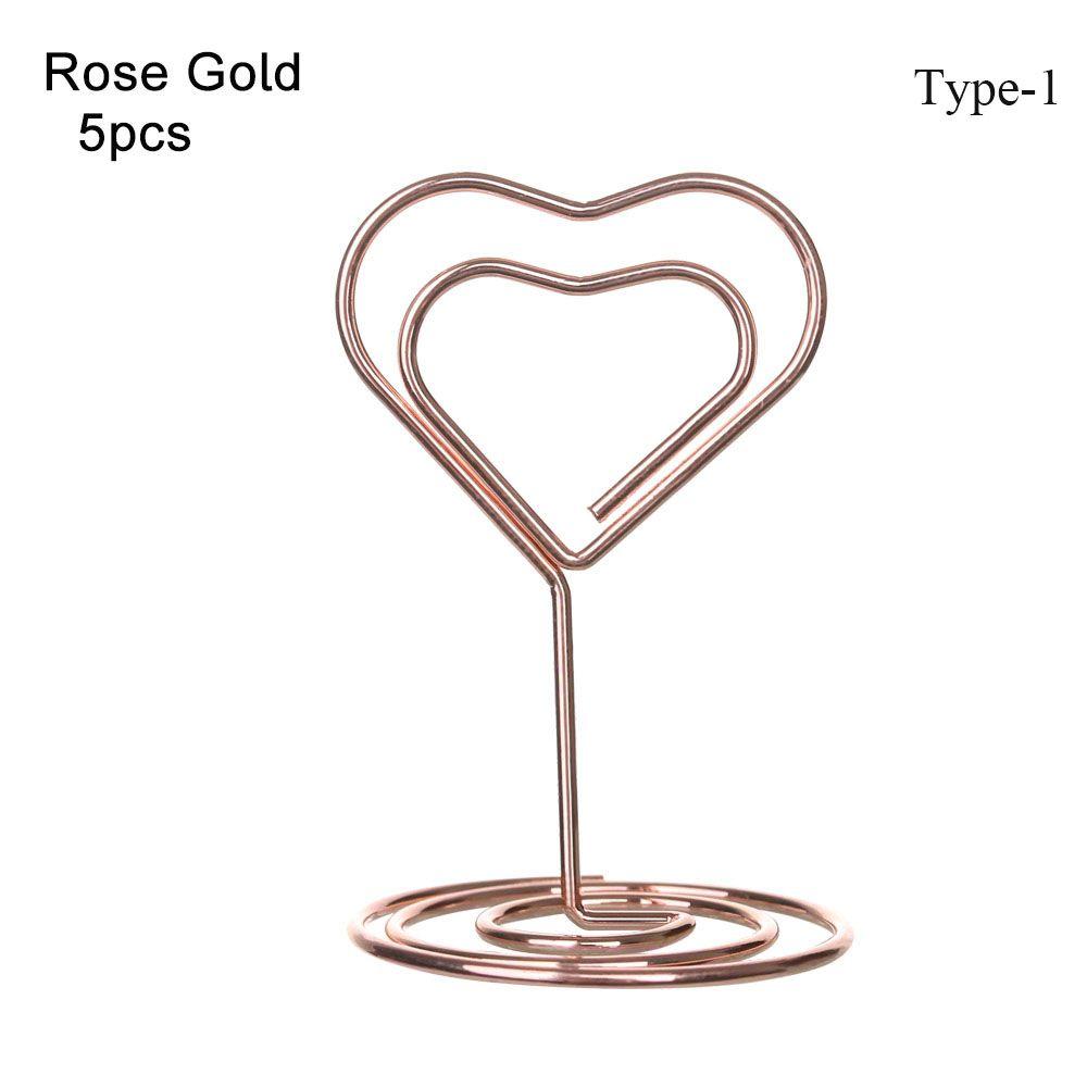 Настольное украшение в форме сердца, розовое золото, зажимы для фото, держатель номеров столов, зажимы для рассадочных карточек, подставка