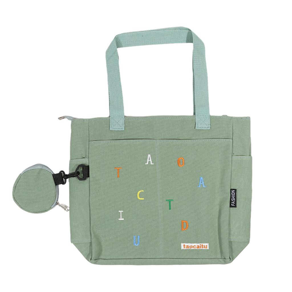 Simplicity Canvas Composite Shoulder Bag Solid Color Versatile Lazy Style Crossbody Bag Large Capacity Commuter Handbag