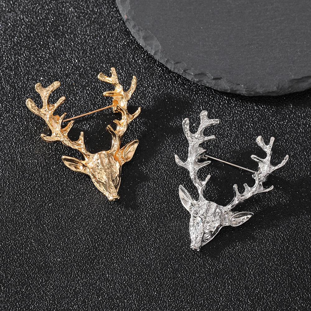 Винтажная брошь-булавка в виде головы лося/оленя - элегантный унисекс аксессуар для костюмов, идеально подходит в качестве рождественского подарка.