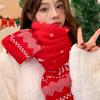 Christmas Scarf High-end Border Knitted Wool Niche Design Wild Cute Deer Elk Knitted Scarf Winter Warm Wool Shawl Girl Christmas Gift
