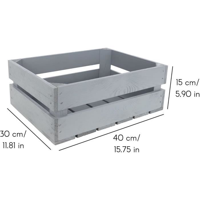 Caisse en Bois - Creative Deco - Lot de 3 - Gris - 40 x 30 x 15 cm - Vintage