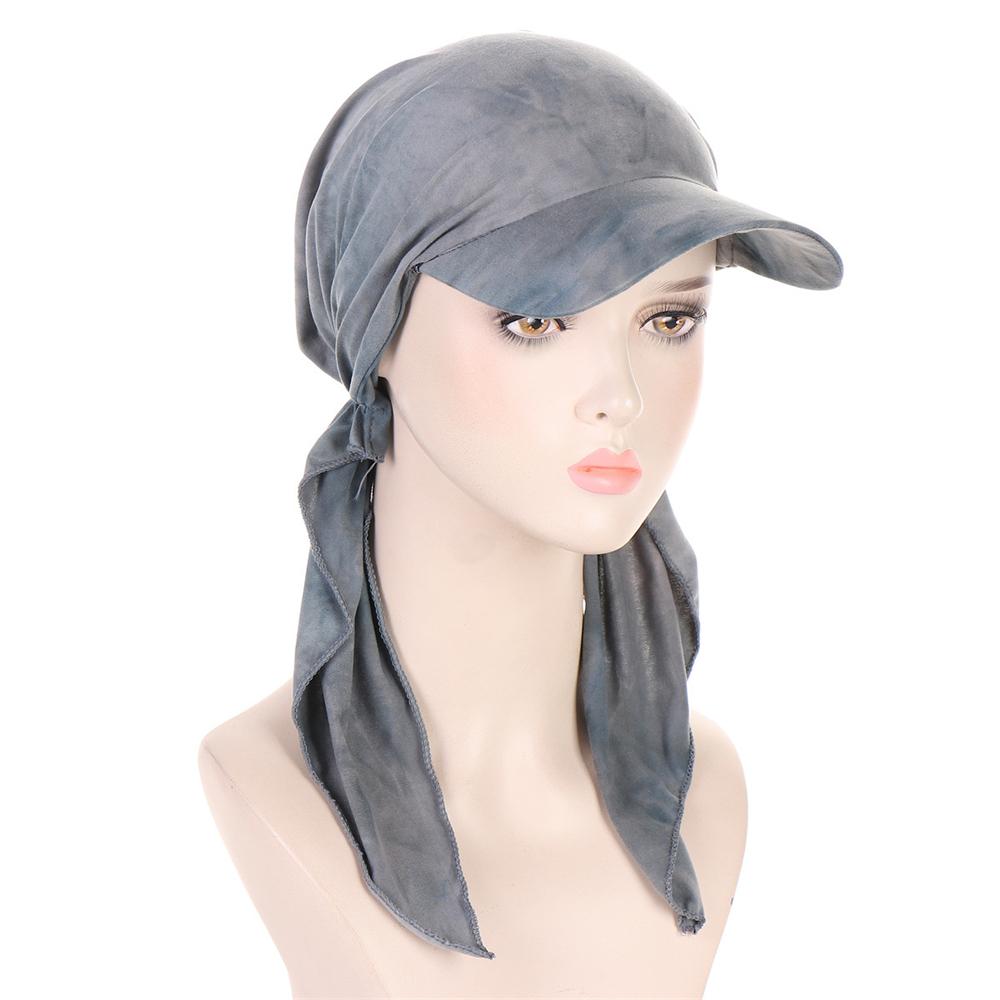 2025 Print Pre-Tied Hat Women Muslim Long Tail Headscarf Hijab Turban Visor Chemo Cap Bonnet Hair Loss Head Wrap Turbante Mujer