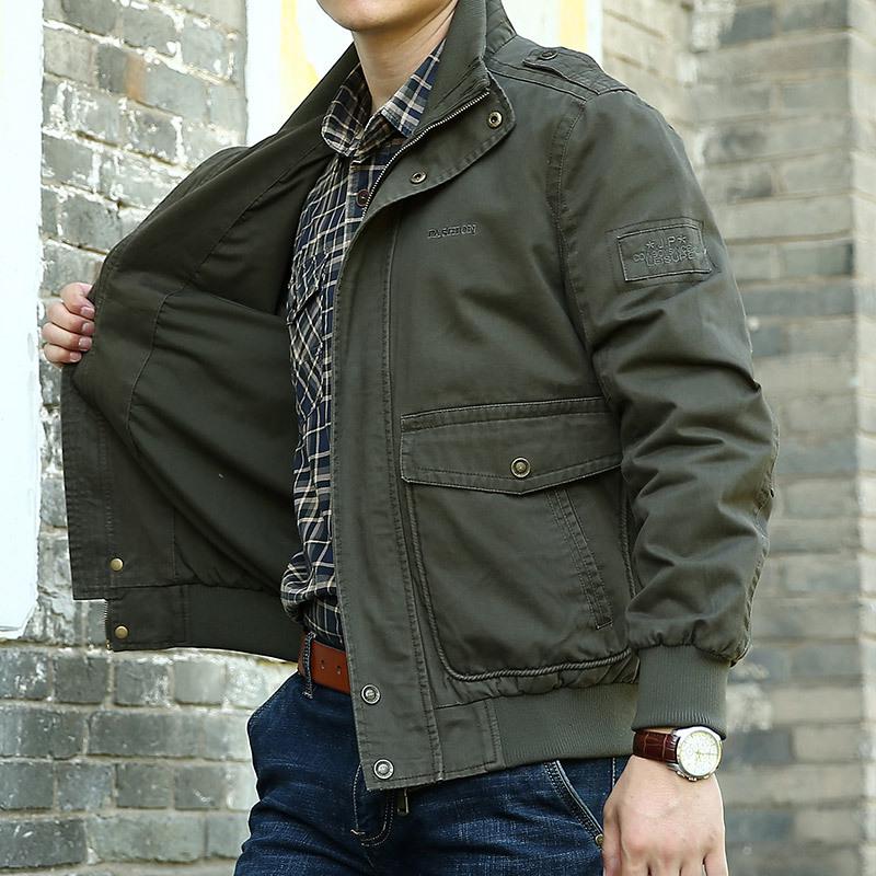 Autumn Jacket Men'S Spring And Autumn Men'S Casual Large Size StandUp Collar Military Jacket Thin Jacket 2231