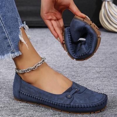 Прошитые женские мокасины на плоской подошве больших размеров