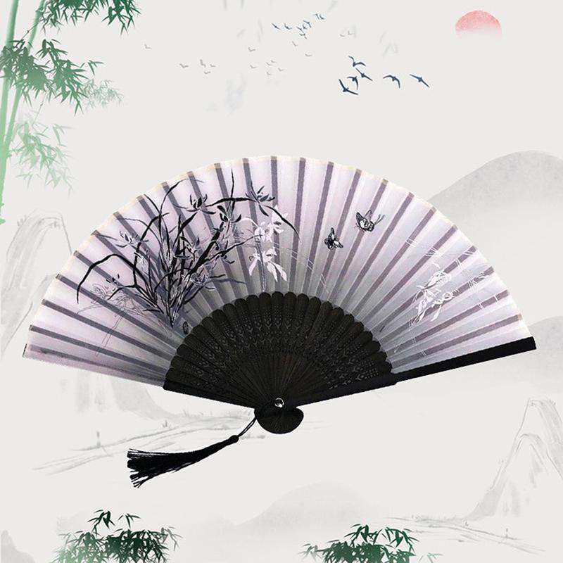 Винтажный складной веер в китайском стиле, бамбуковый ручной веер, классический классический деревянный хвостовик