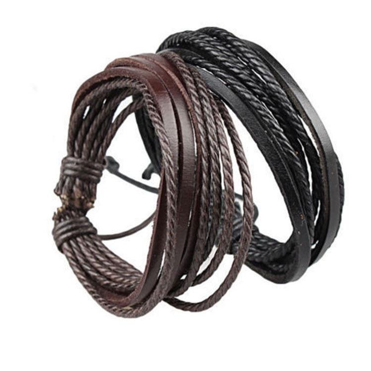 Leisure Fashion Men's Hand-woven Leather Bracelet Multilayer