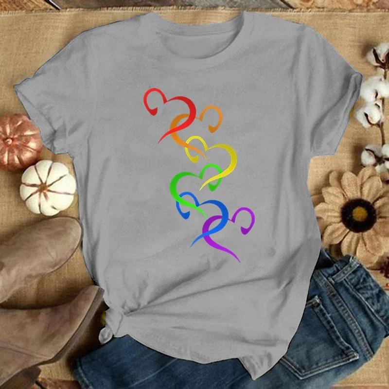 Футболка с принтом любви ЛГБТ Женская Мужская Футболки Круглый вырез