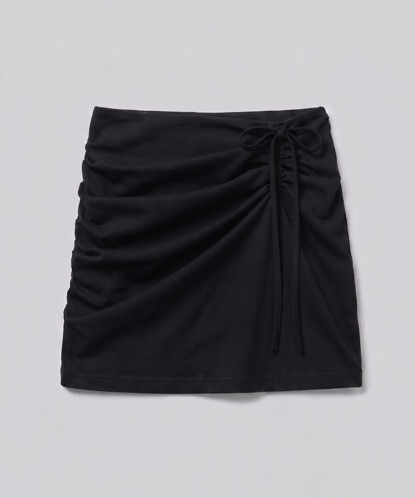 Chix String Draped Shirring Skirt Black