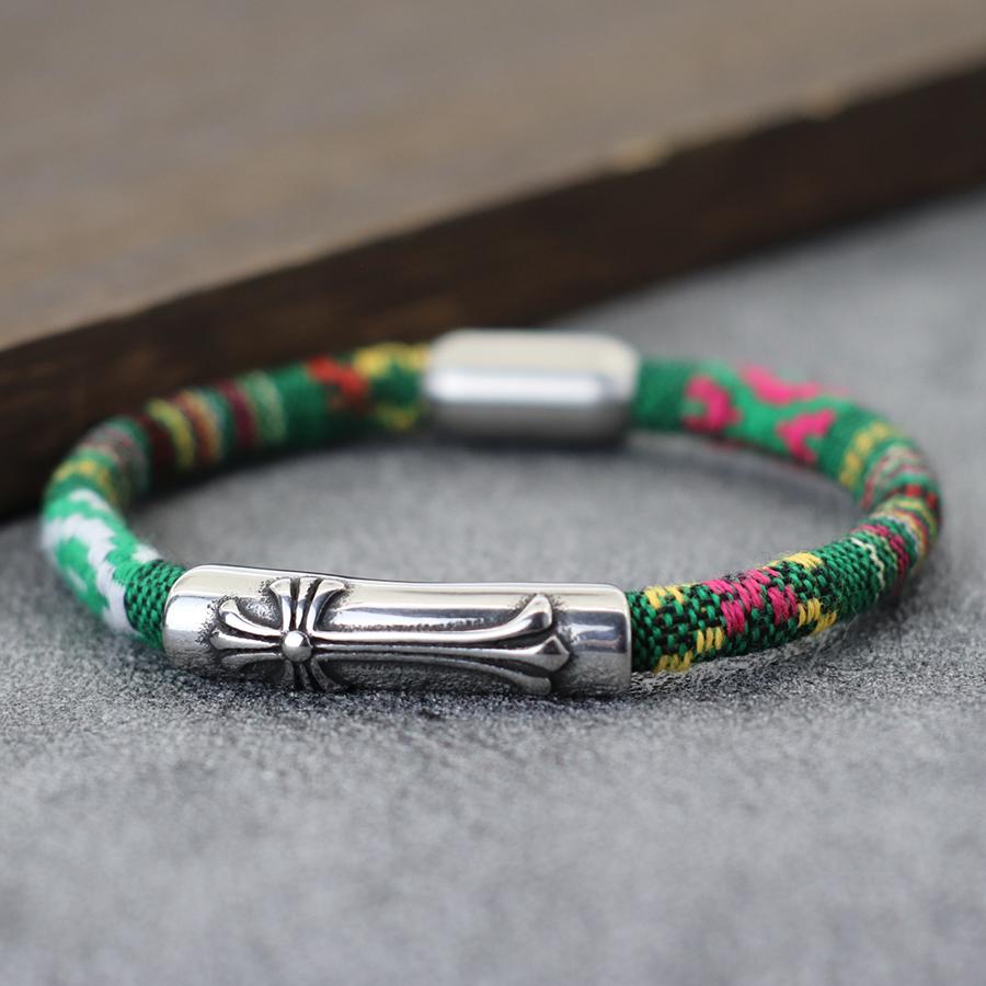 Готический крест двухсторонний вышитый браслет в этническом стиле бохо разноцветная тканевая веревка радуга дружба ювелирные изделия для мужчин и женщин