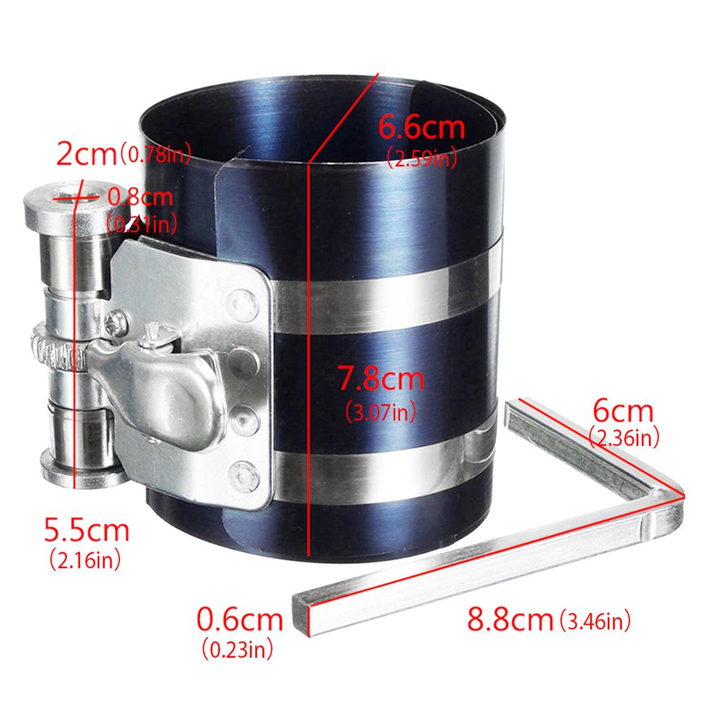 Инструмент для компрессии поршневых колец Инструмент для установки и снятия поршневых колец двигателя автомобиля Регулируемые размеры от 2-1/8 дюйма до 7 дюймов с плоскогубцами