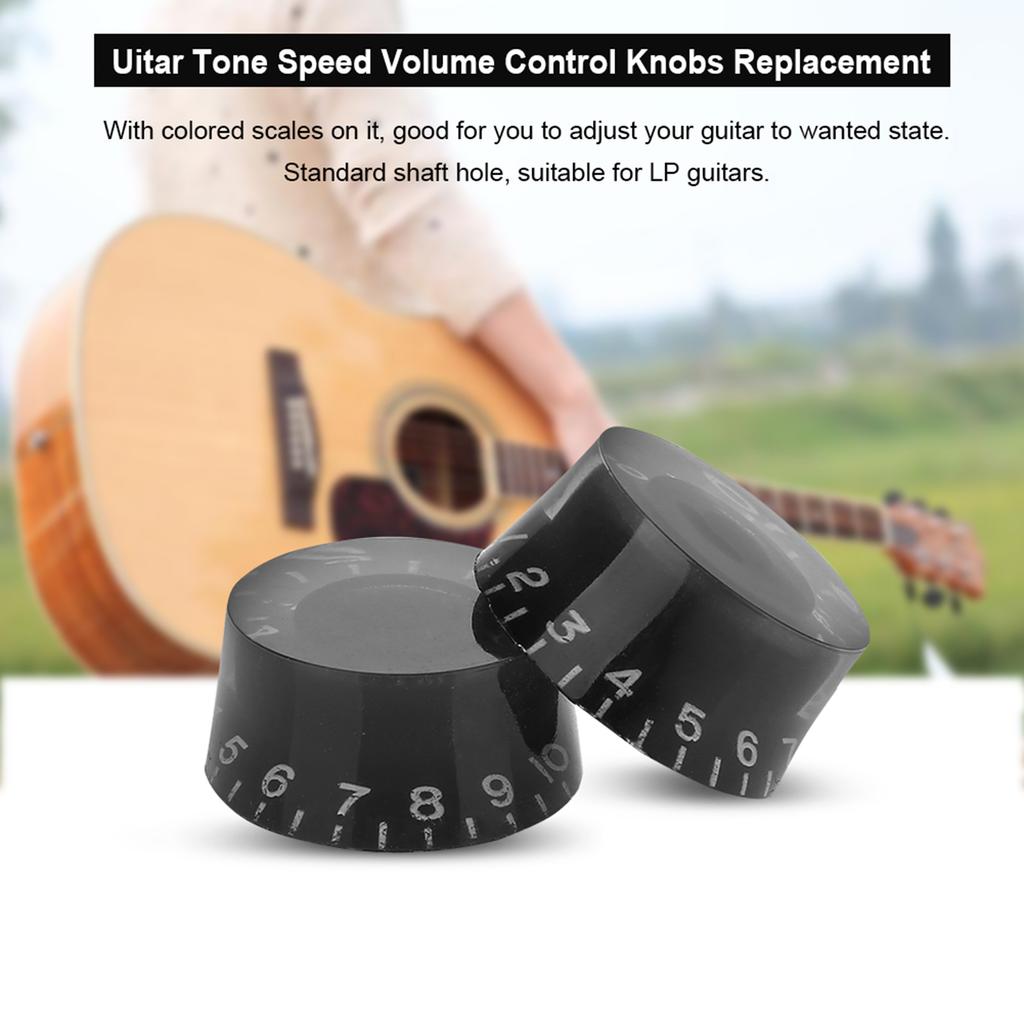 4pcs Guitar Tone Speed Volume Control Knobs Replacement for Les Paul (Black)