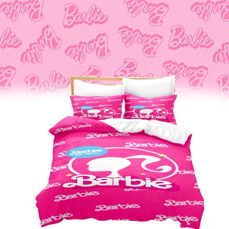 Barbie Floral Bedding Set With Active Dye Printing For Modern Bedroom Decor And Daily Use