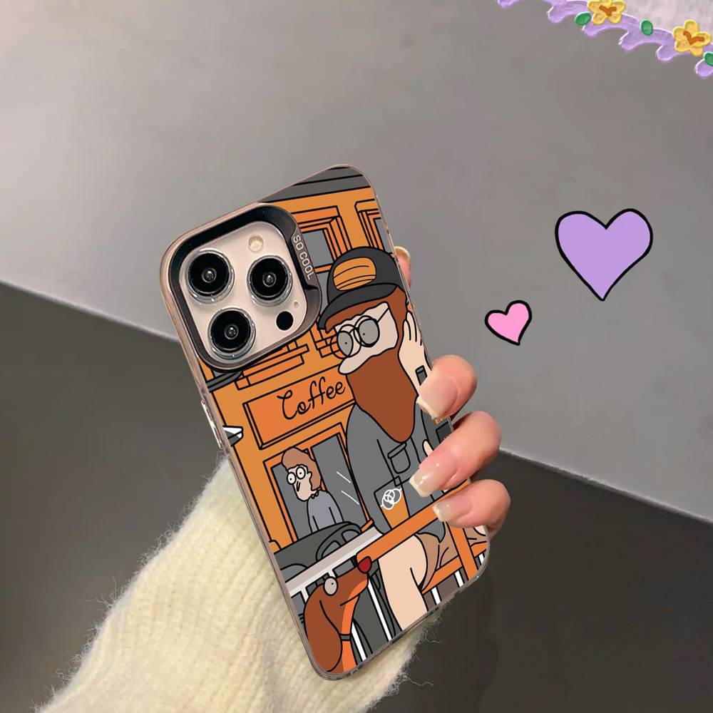 Роскошный Мультяшный Мужской Чехол Для Телефона Для iPhone 17 16 15 14 13 12 11 XS XR X Pro Max Plus Цветной Посеребренный Чехол