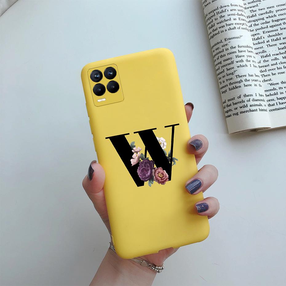 For Realme 8 Pro Case Silicon Soft Letter Monogram Flowers Phone back cover For Oppo Realme8 4G RMX3085 Realme 8 Pro Bumper Case