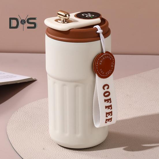 Термокружка для кофе с дисплеем температуры, 450 мл, герметичная крышка, нержавеющая сталь, многоразовая кофейная чашка, горячая и холодная, вакуумная кружка для любителей кофе