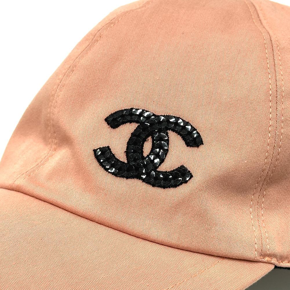 CHANEL AA9698 CC Mark sequins Baseball Apparel cap cotton pink