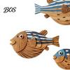 Realistic Fish Print 3 Pcs Wood Nautical Beach Wall Decor, Rustic Hanging Bathroom Decor Coastal Sculpture for Lake House, Ocean Room, Bathroom,