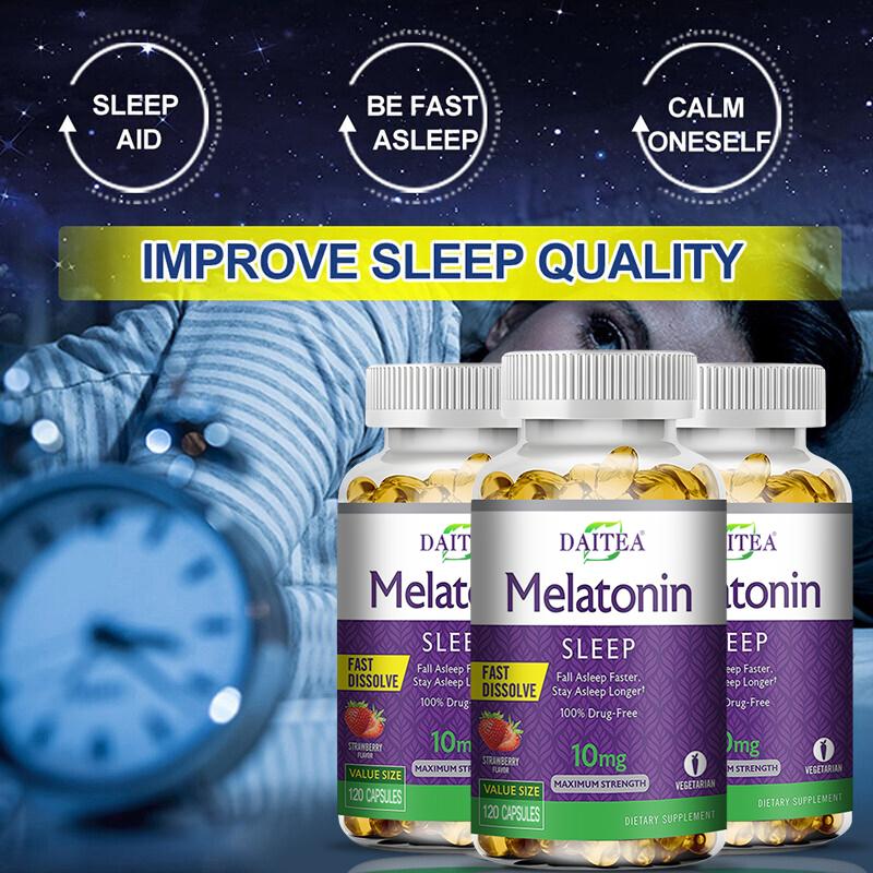 Night Time Fast Dissolve Capsules, Strawberry Flavor, Vegetarian Dietary Supplement, 120 Count