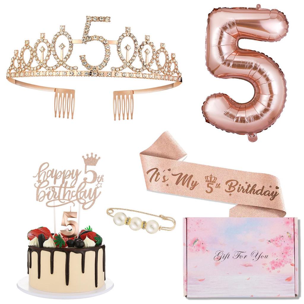 Children's Birthday Party Set: Crown, Balloons, Candles, Cake Toppers for Ages 1-4
