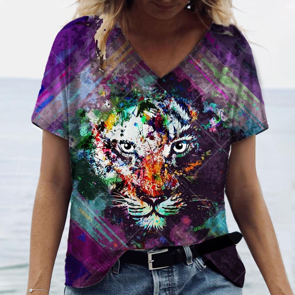 Модная женская футболка с забавным волком и 3D принтом, летняя футболка с короткими рукавами, одежда большого размера из полиэфирного волокна