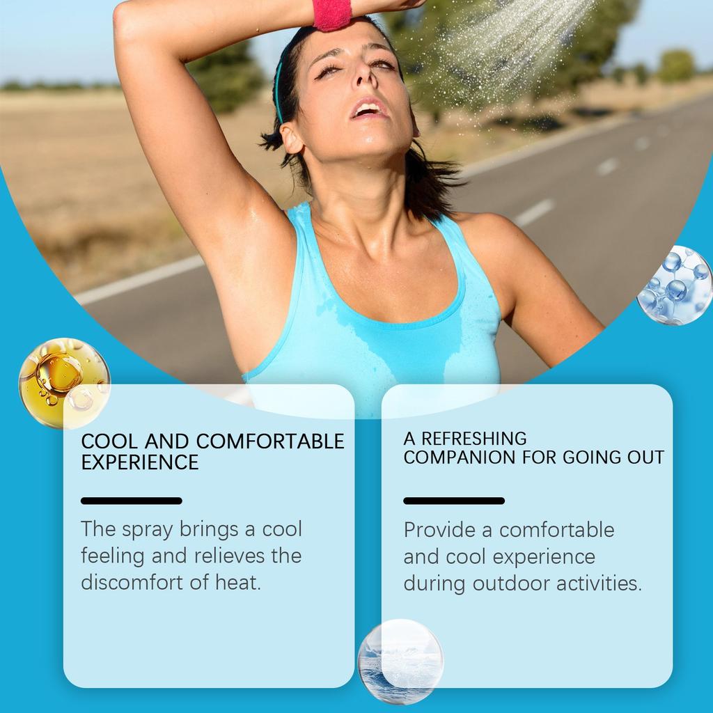 Охлаждающий спрей для летней одежды для улицы: Освежающий, Прохладный и Нелипкий, Физический Охлаждающий Спрей 50 мл