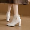 Fashion Winter New Fashion Casual Fashion Shoes Pointed Toe Thick Heels Solid Color Side Zipper Elegant and Comfortable Women's Boots