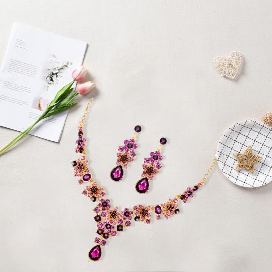 1 комплект ювелирных изделий для невесты, искусственное ожерелье с кристаллами, симметричный роскошный комплект, висячие серьги, выпускной вечер