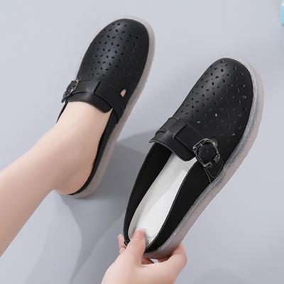 Полая голова сумки полуприлегающие женские туфли с пряжкой на плоской подошве, удобные, с мягкой подошвой, ленивые туфли, удобные, универсальные, сандалии для мамы