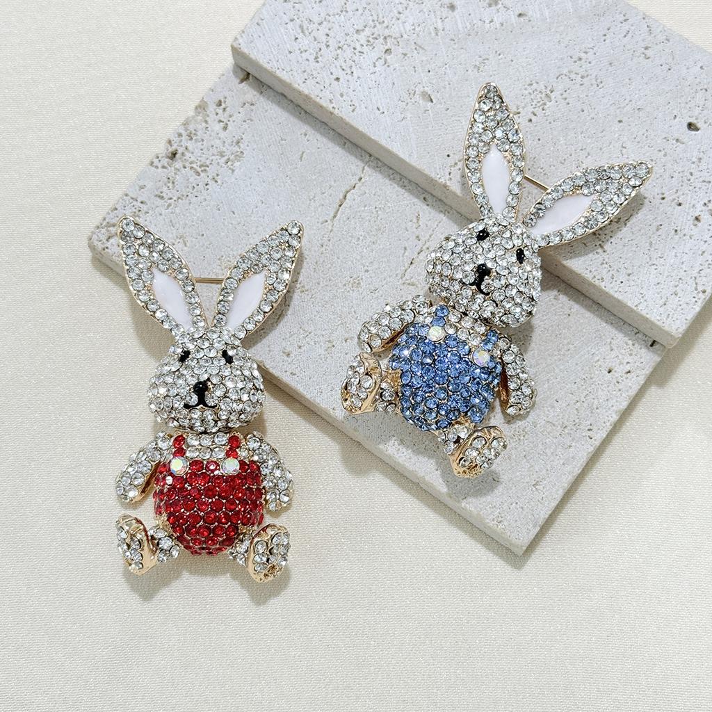 Rabbit Rhinestone Pin Brooch, Diamond Alloy Brooch, Little Rabbit Cute Animal Brooch Clothing Corsage