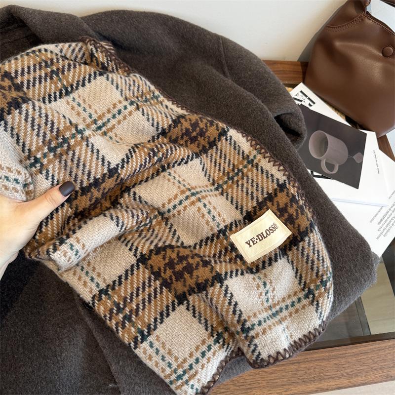 2024 Autumn/Winter Oversized Plaid Red Scarf, Unisex Christmas Shawl Neck Warmer