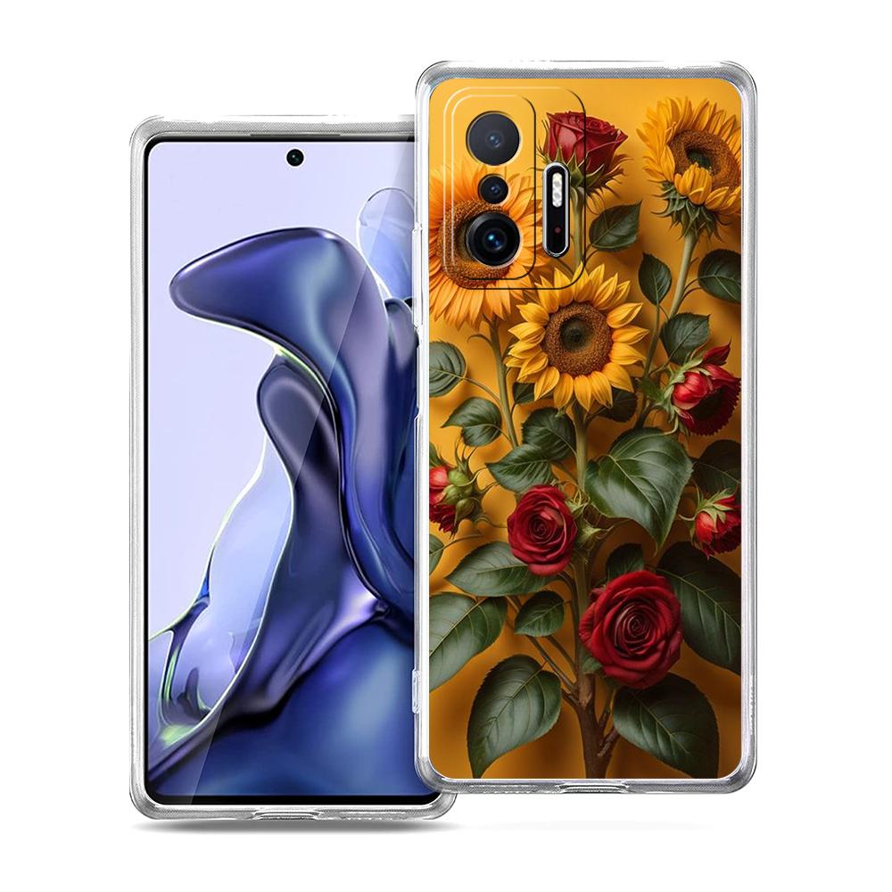 Чехол для телефона подсолнух для Xiaomi Mi Poco F3 X3 X4 GT NFC M3 M4 11 Ultra 12 11X 11i Pro Lite 5G Мягкий прозрачный чехол Чехлы Сумки