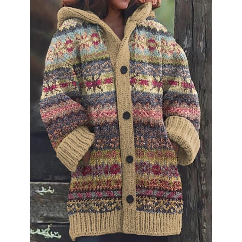 3D Printed Hooded Sweatshirt Coat Women Casual Loose Fit Long Sleeve Street Style Fall Winter