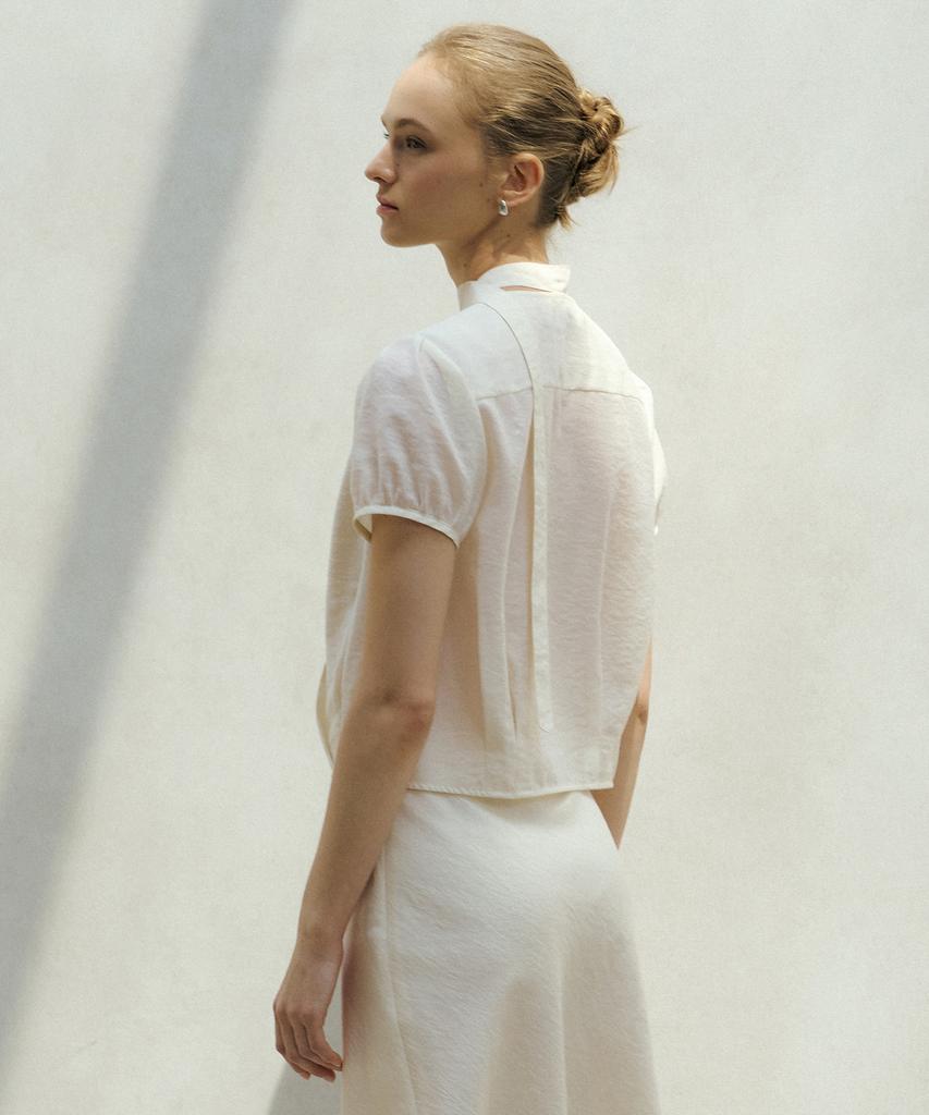 OCTETTE Lorin Sheer Tie Blouse_Cream