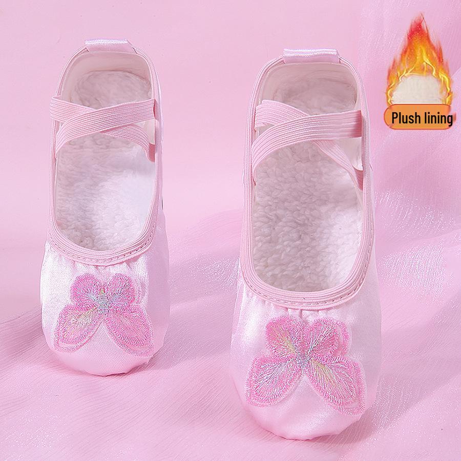 Зимние балетные туфли-лапки кошки с бархатной подкладкой для детей - Уютная танцевальная обувь